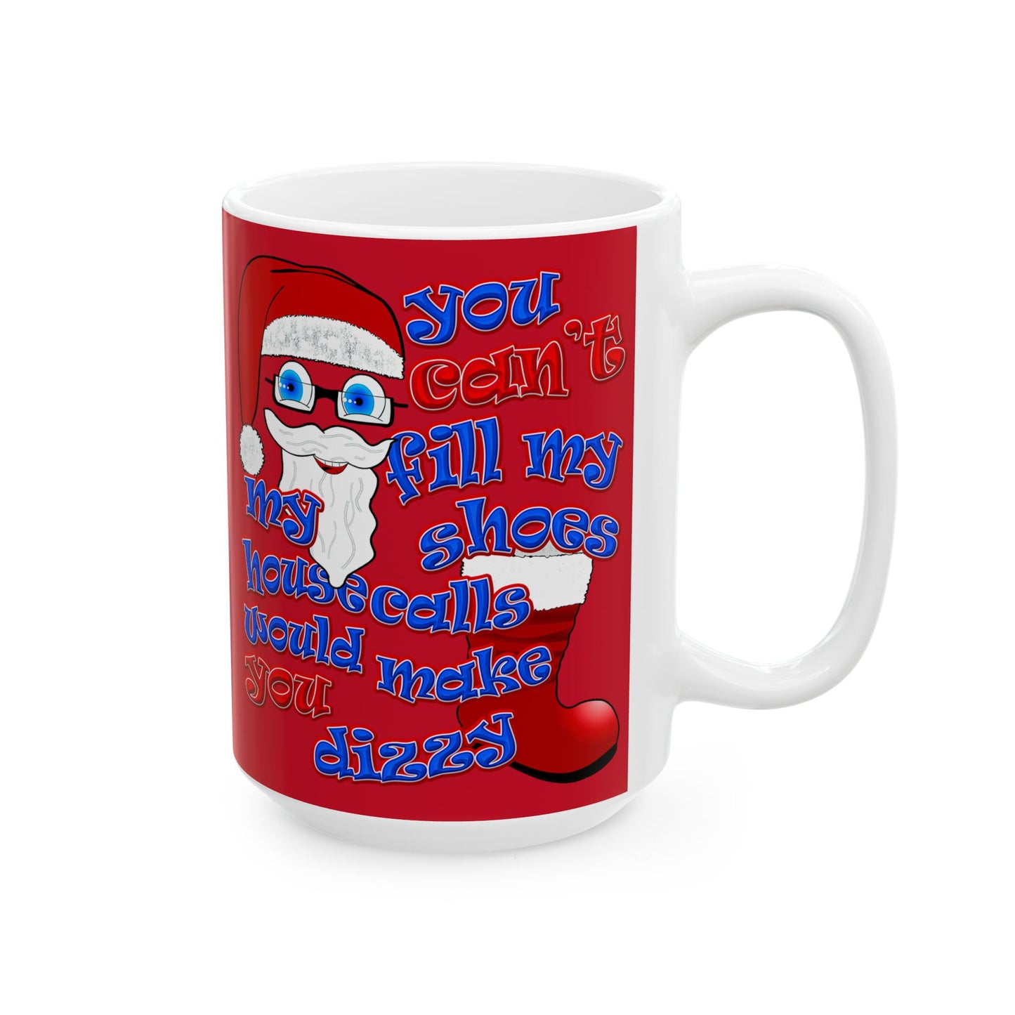 santa's shoes - White Mug (dark red)