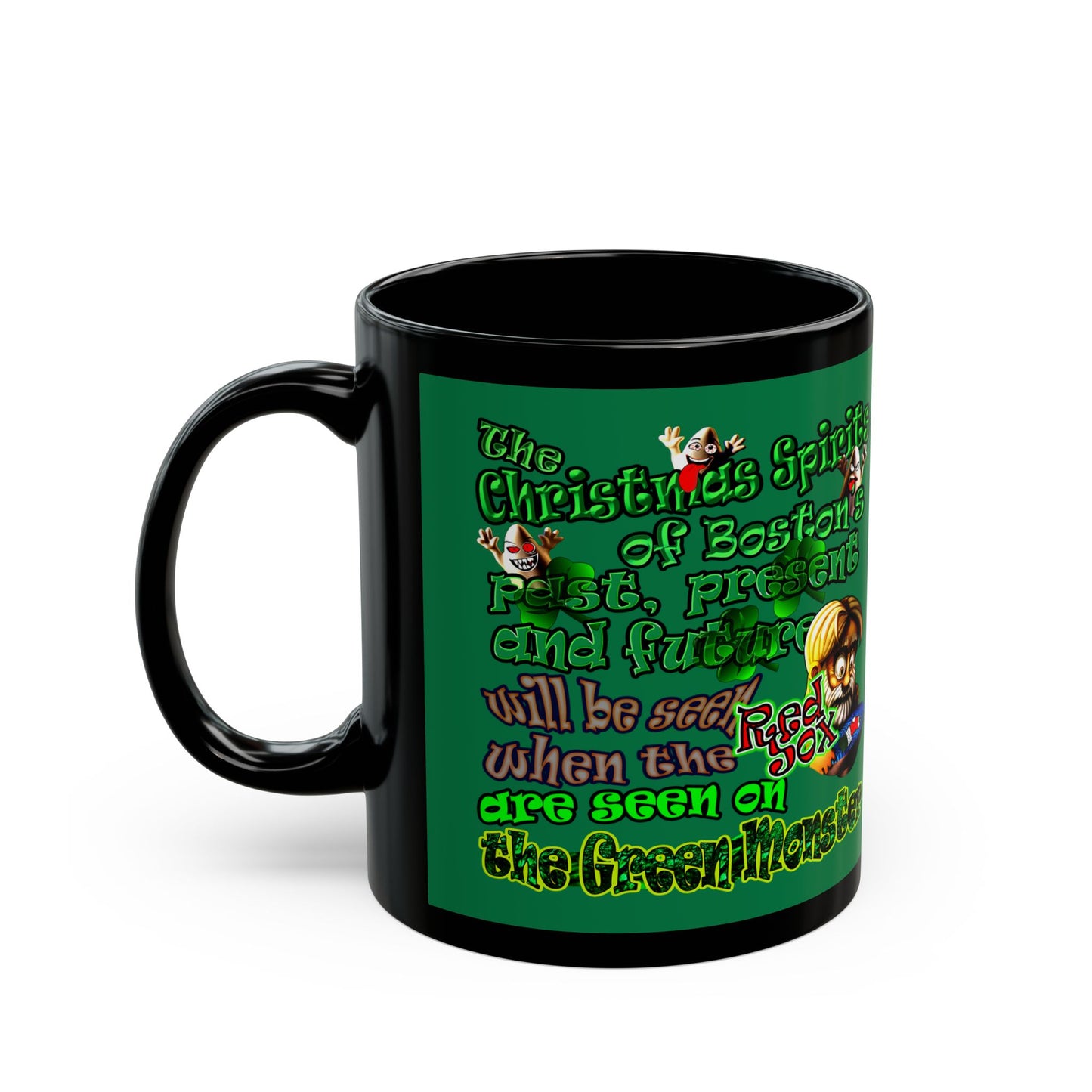 christmas spirits of boston - Black Mug (dark green)