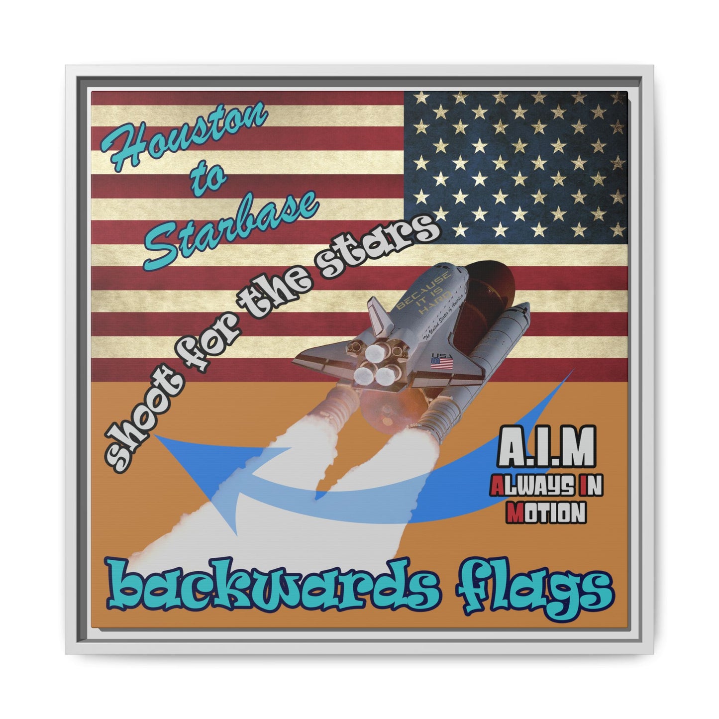 shoot for the stars - framed canvas art (light brown)
