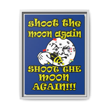 shoot the moon again - framed canvas art (dark blue)