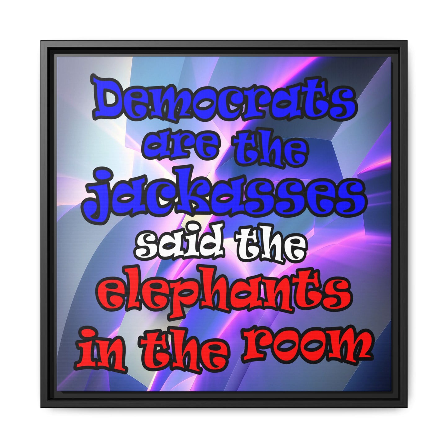 donkeys and elephants - framed canvas art (grey-pink wave)