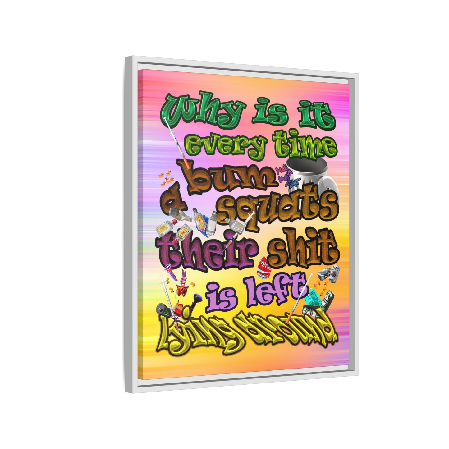 the bum's shit - framed canvas art (color blur)