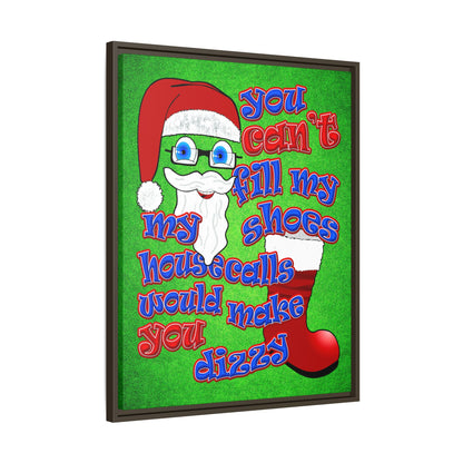 santa's shoes - framed canvas art (green turf)