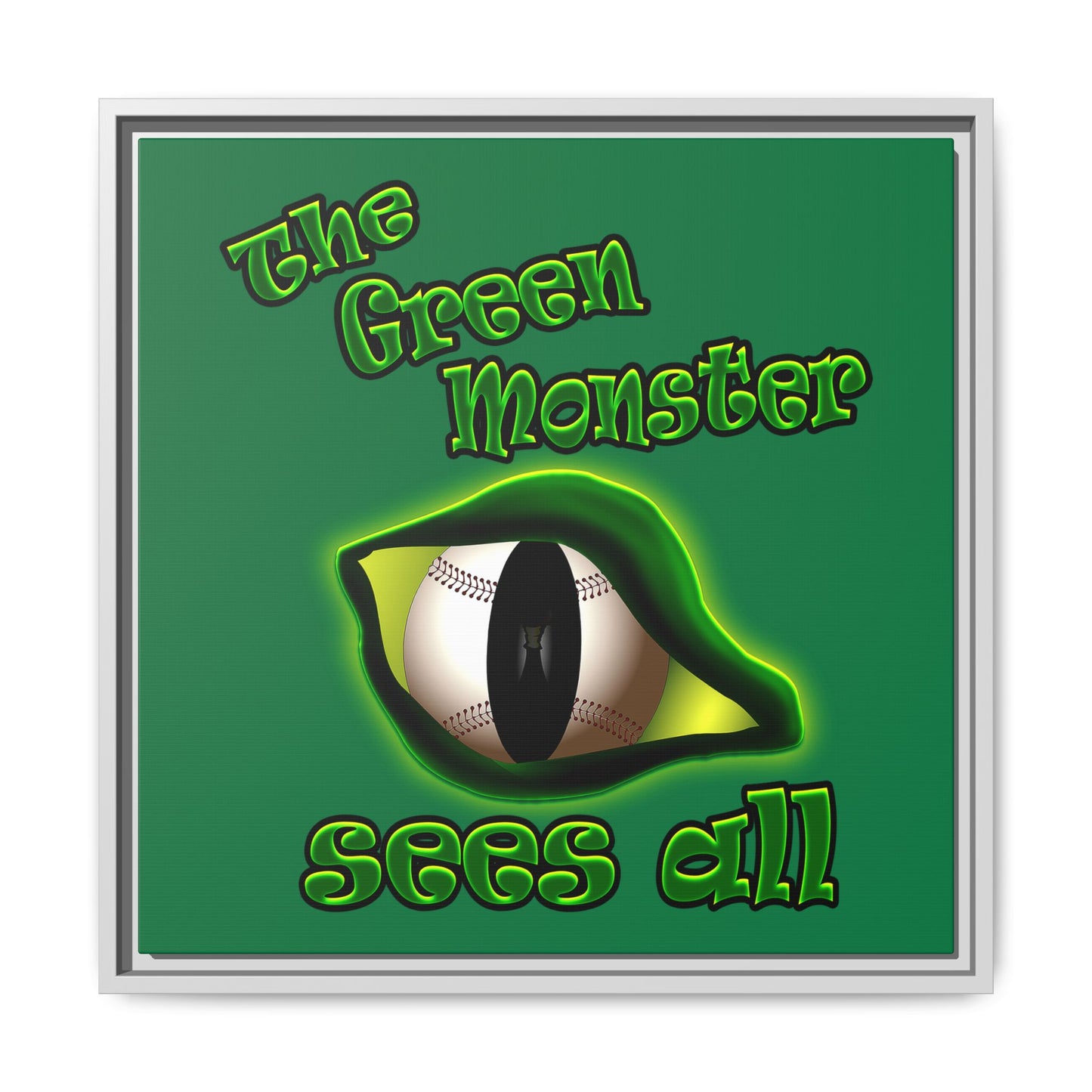 green monster - framed canvas art (dark green)