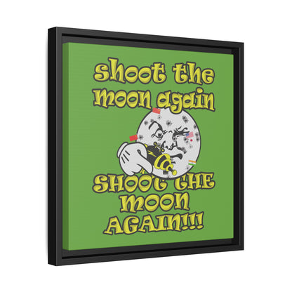 shoot the moon again - framed canvas art (green)