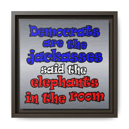 donkeys and elephants - framed canvas art (brushed nickel)