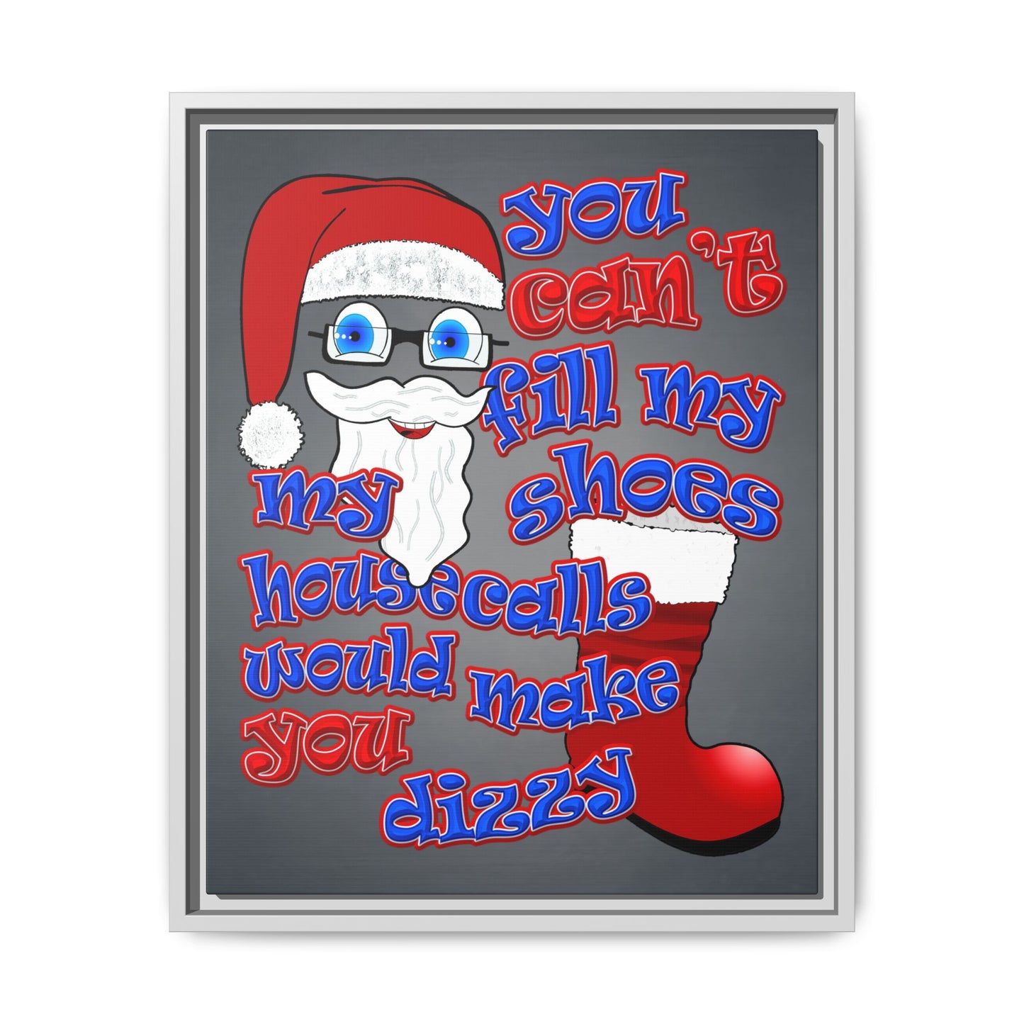 santa's shoes - framed canvas art (grey-light grey)