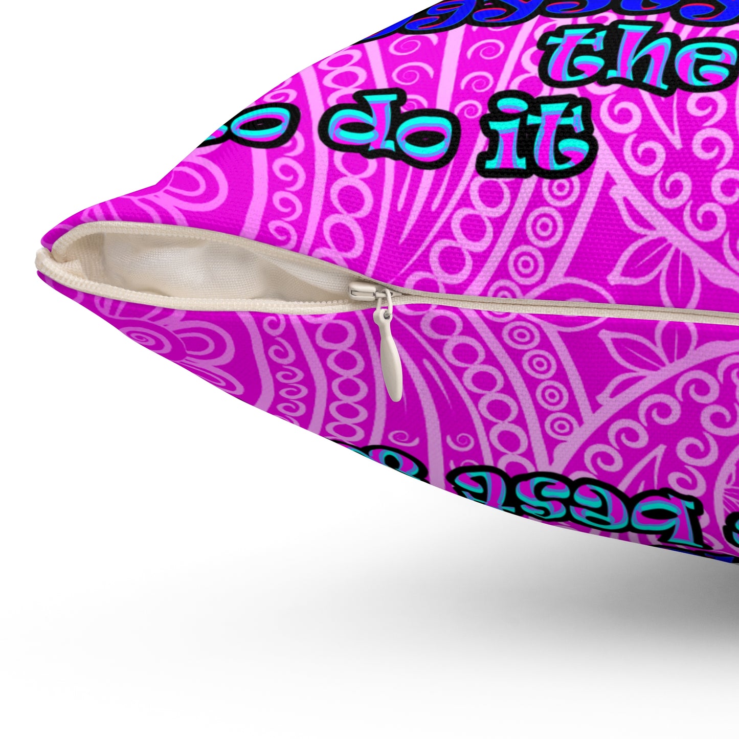 doggystyle - Spun Polyester Square Pillow - (pink swirl)