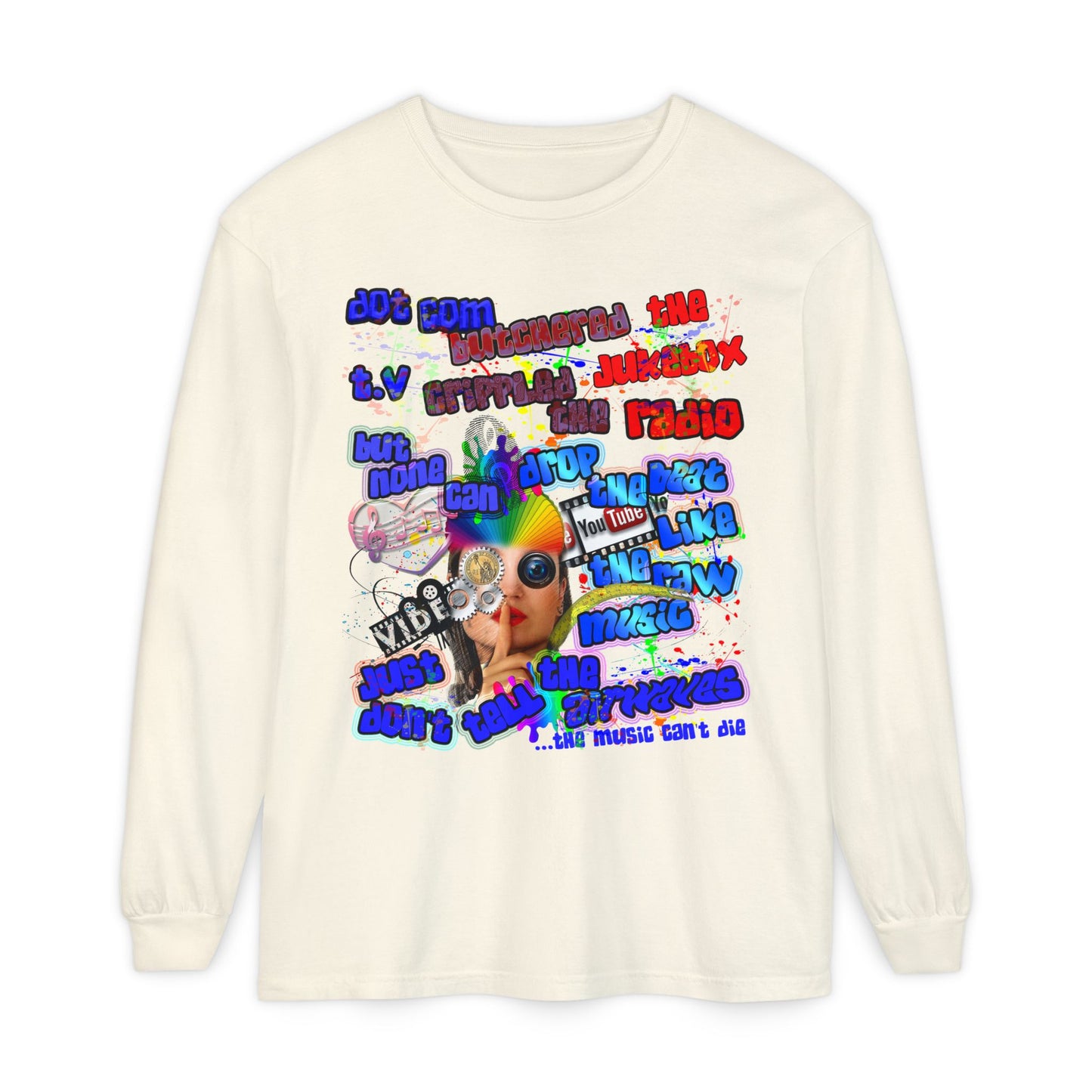 drop the beat - Unisex Garment-dyed Long Sleeve T-Shirt
