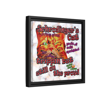 schrodinger's cat - framed canvas art (white marble)