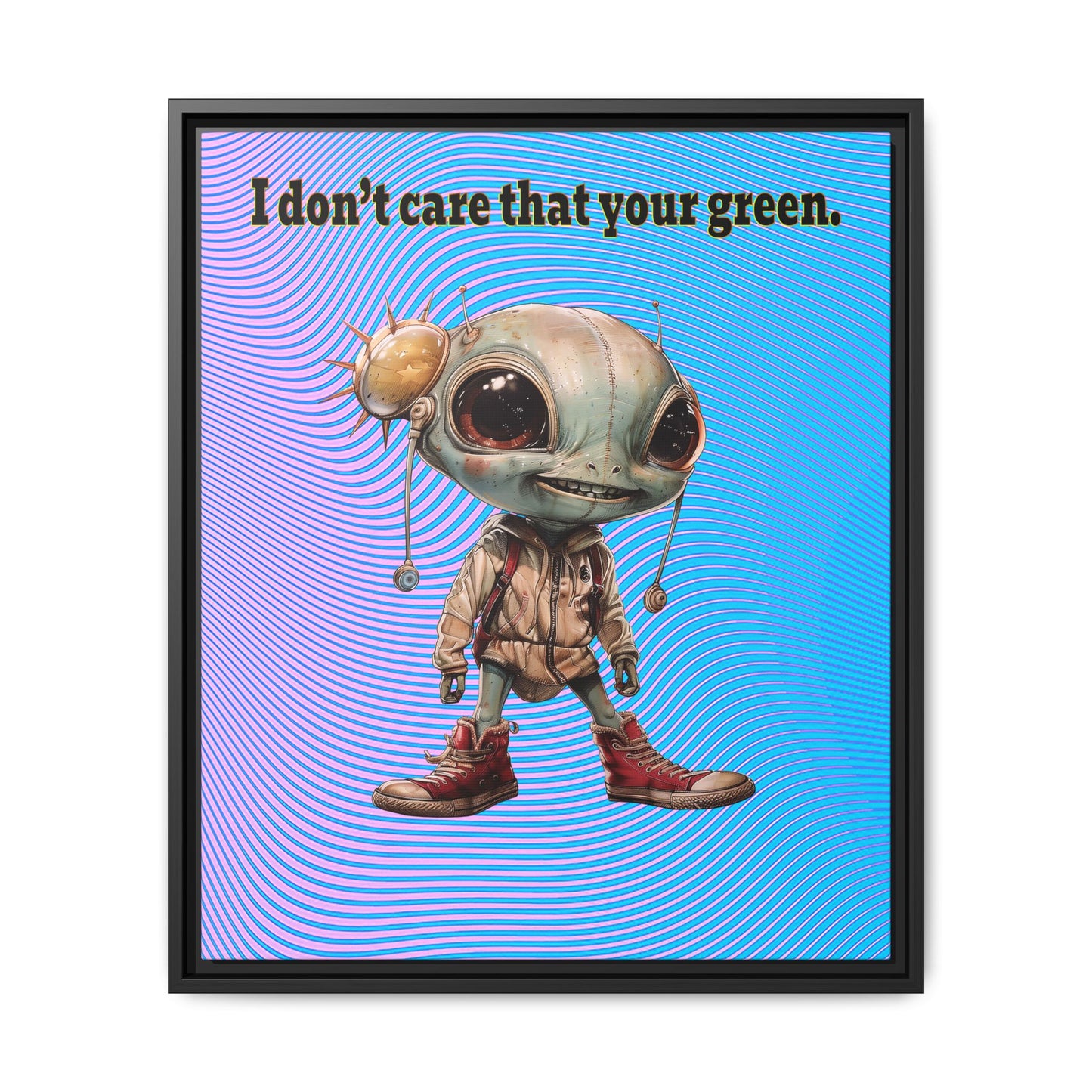 I don't care that your green - framed canvas art (light blue-purple wave)