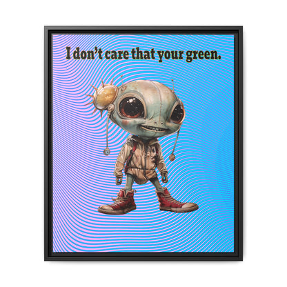 I don't care that your green - framed canvas art (light blue-purple wave)
