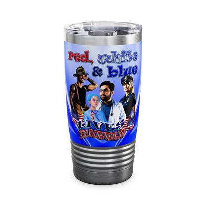 rw&b lives matter - Ringneck Tumbler, 20oz (blue-white wave)