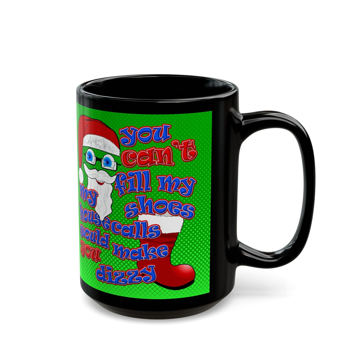 santa's shoes - Black Mug (logo green)