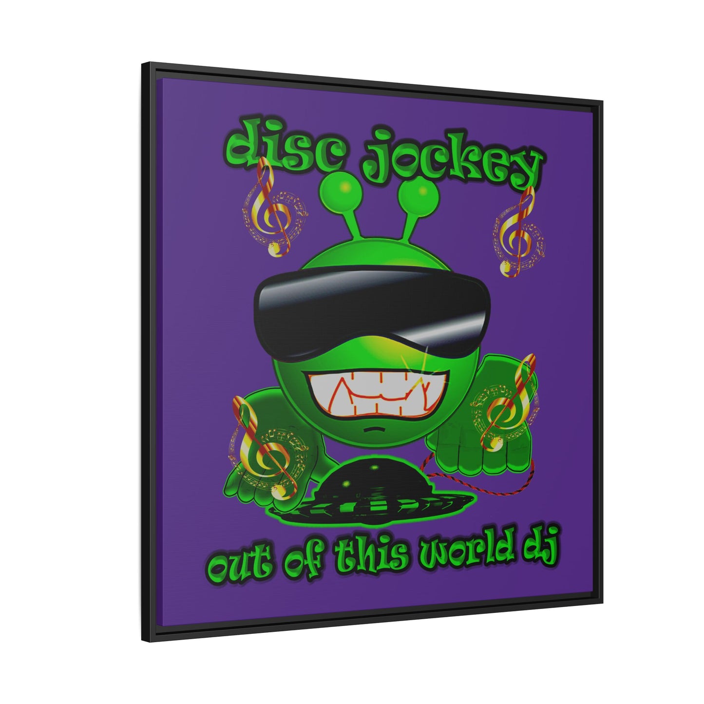disc jockey - framed canvas art (purple)