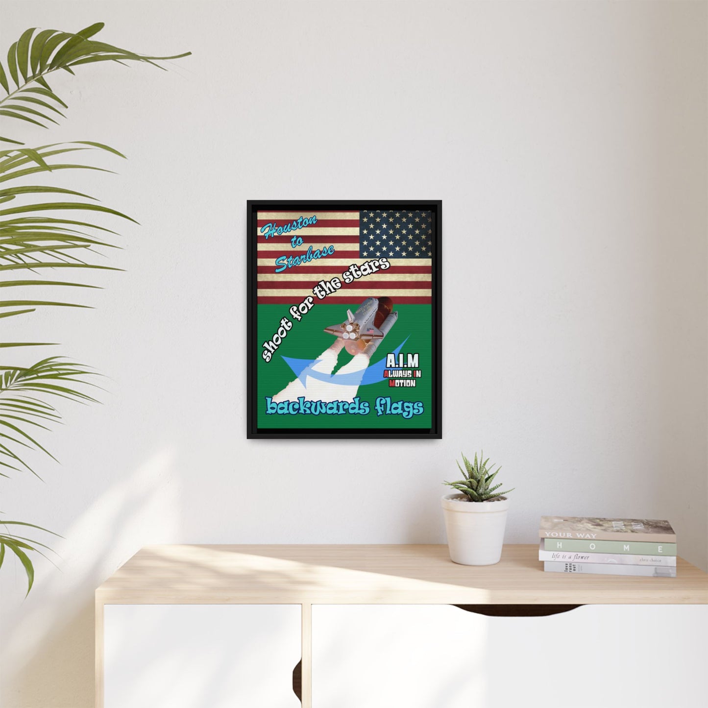 shoot for the stars - framed canvas art (dark green)