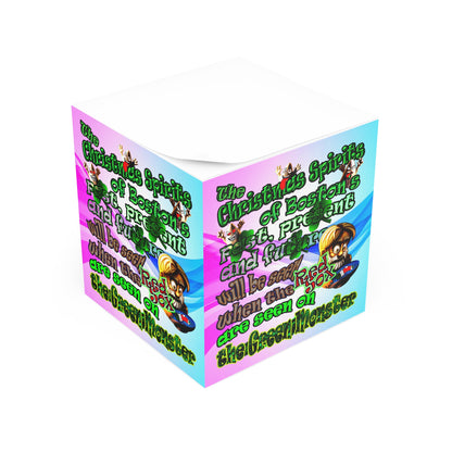 christmas spirits of boston - note cube (light blue-pink wave)