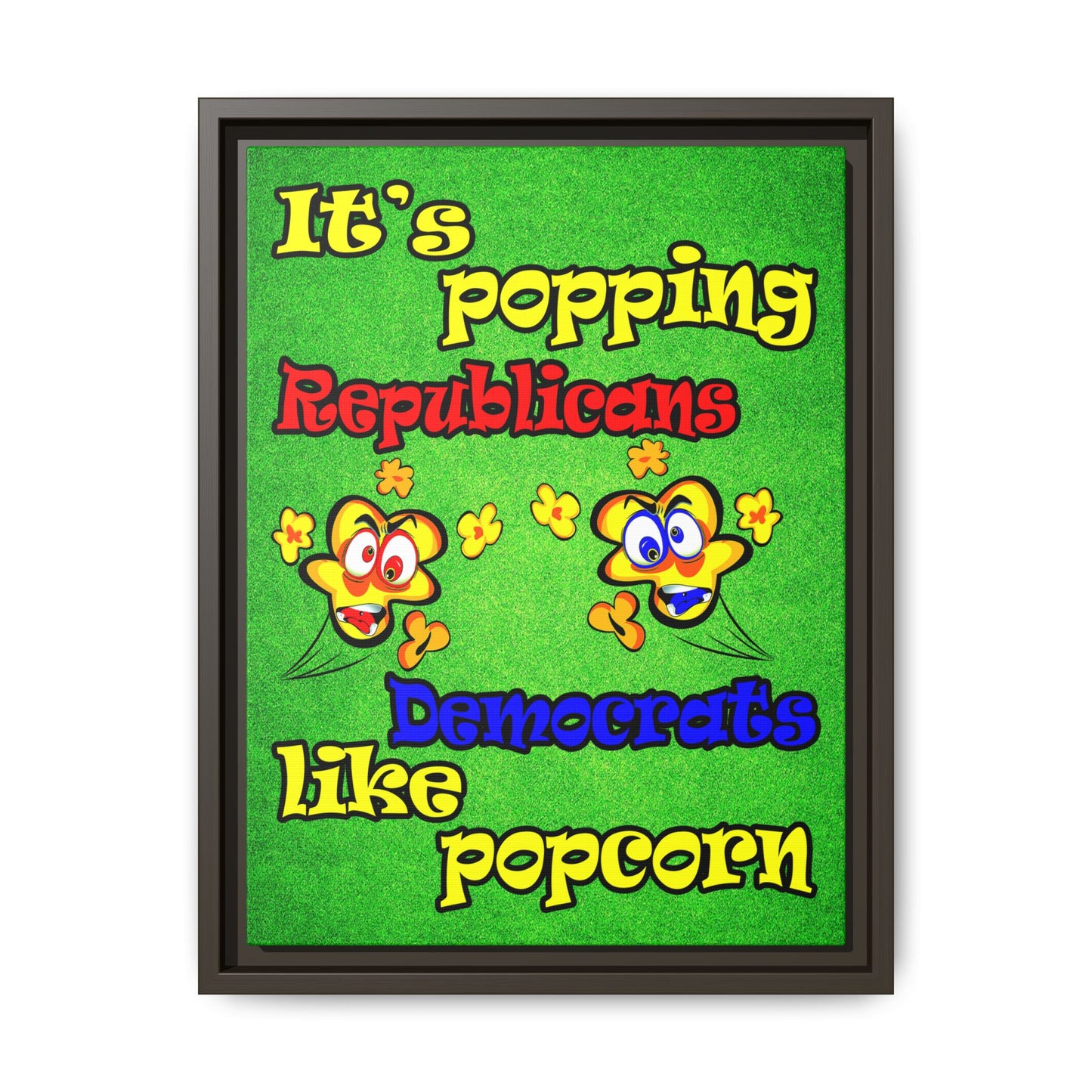 popping like popcorn - framed canvas art (green turf)