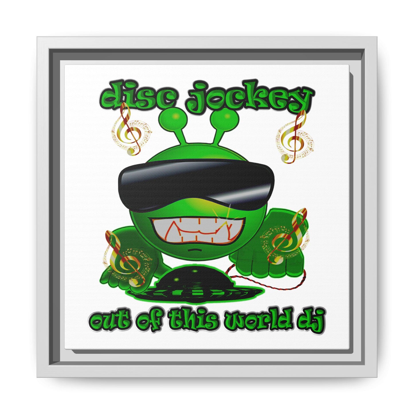disc jockey - framed canvas art (white)