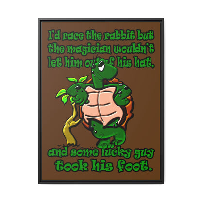 turtle race - framed canvas art (brown)