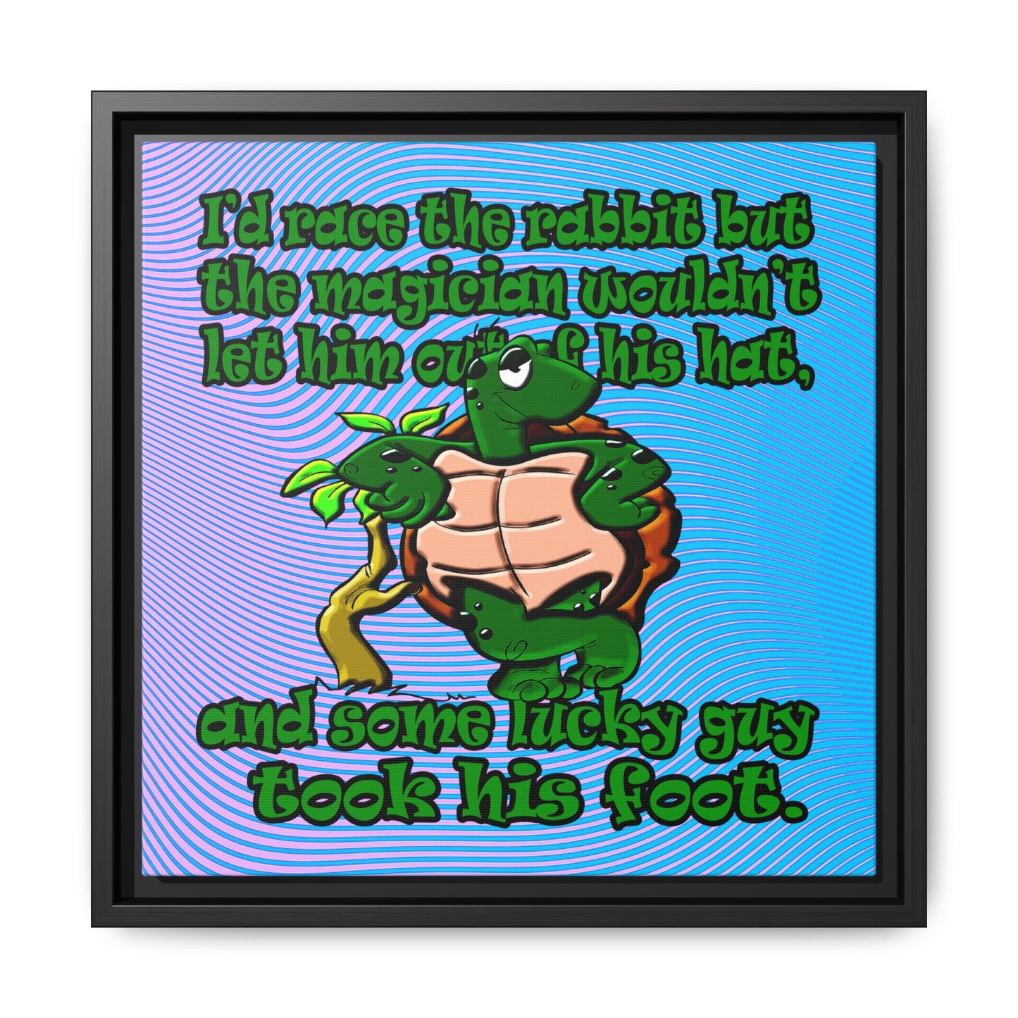 turtle race - framed canvas art (light blue-purple wave)