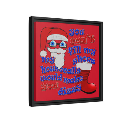 santa's shoes - framed canvas art (dark red)