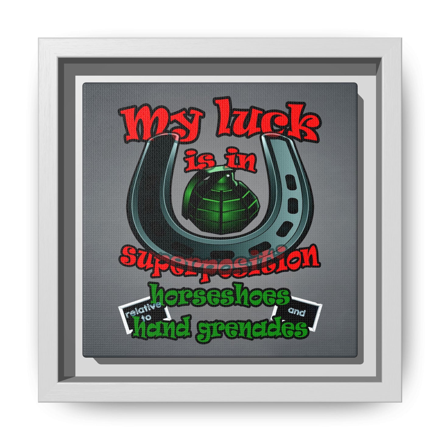 my luck - framed canvas art (grey-light grey)