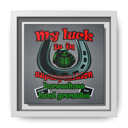 my luck - framed canvas art (grey-light grey)