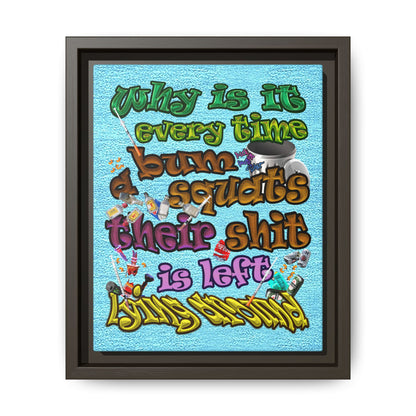 the bum's shit - framed canvas art (faded blue)