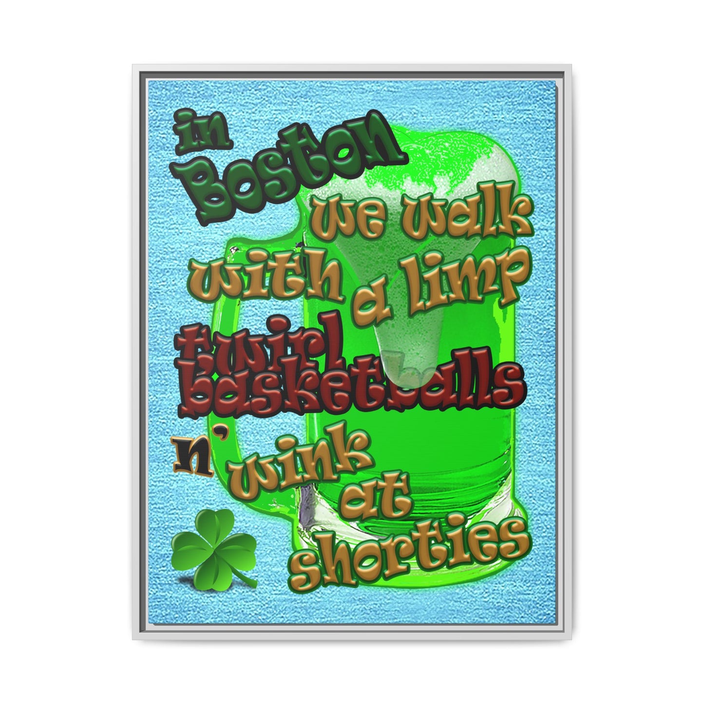 celtics logo - framed canvas art (faded blue)