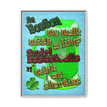 celtics logo - framed canvas art (faded blue)
