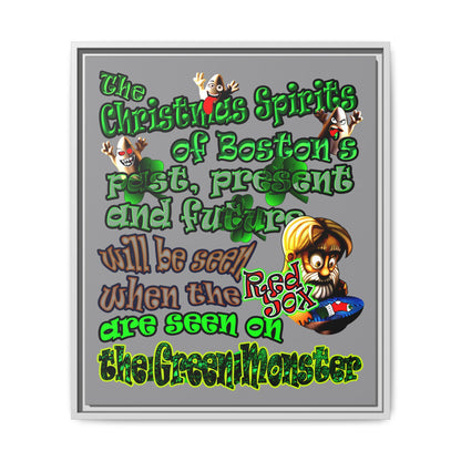 christmas spirits of boston - framed canvas art (grey)