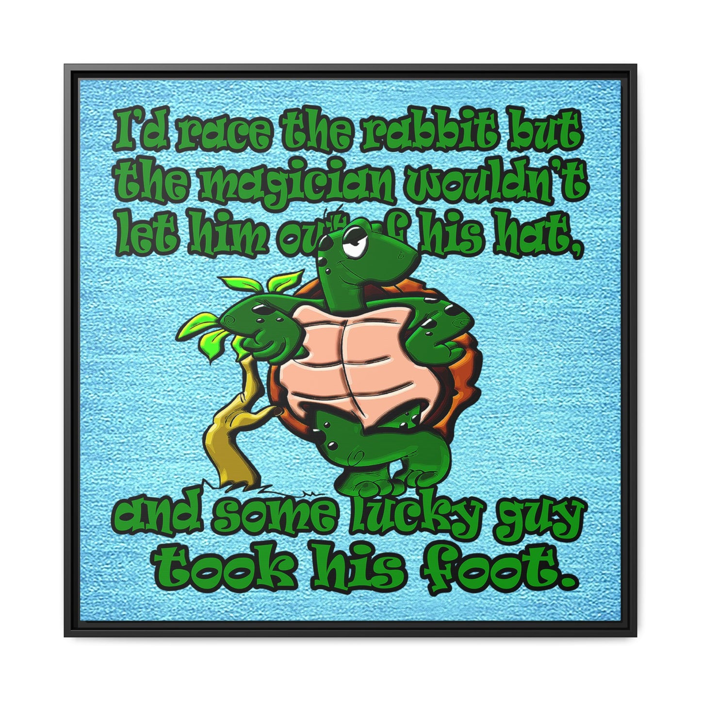 turtle race - framed canvas art (faded blue)