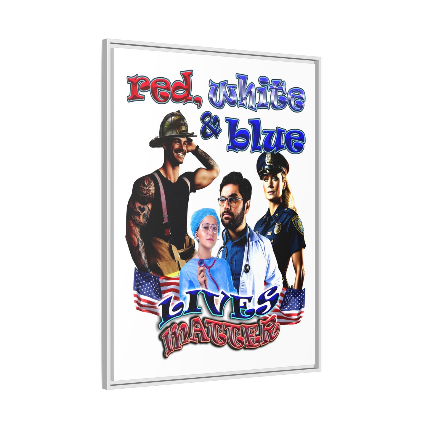 rw&b lives matter - framed canvas art (white)