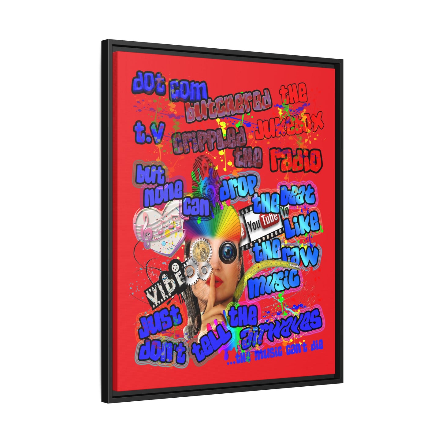 drop the beat - framed canvas art (red)