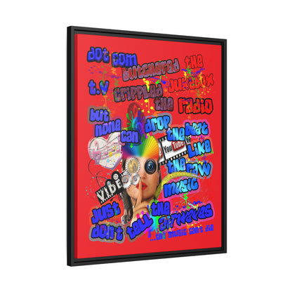 drop the beat - framed canvas art (red)