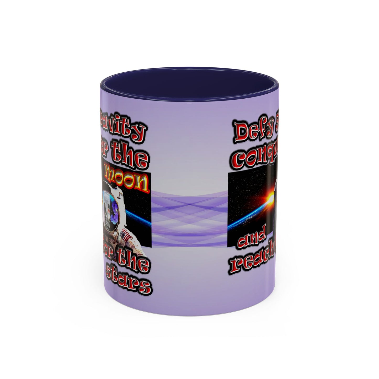 defy conquer reach - Accent Mug (light blue-pink wave)