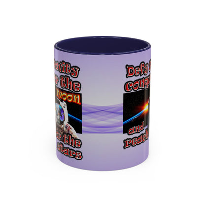 defy conquer reach - Accent Mug (light blue-pink wave)