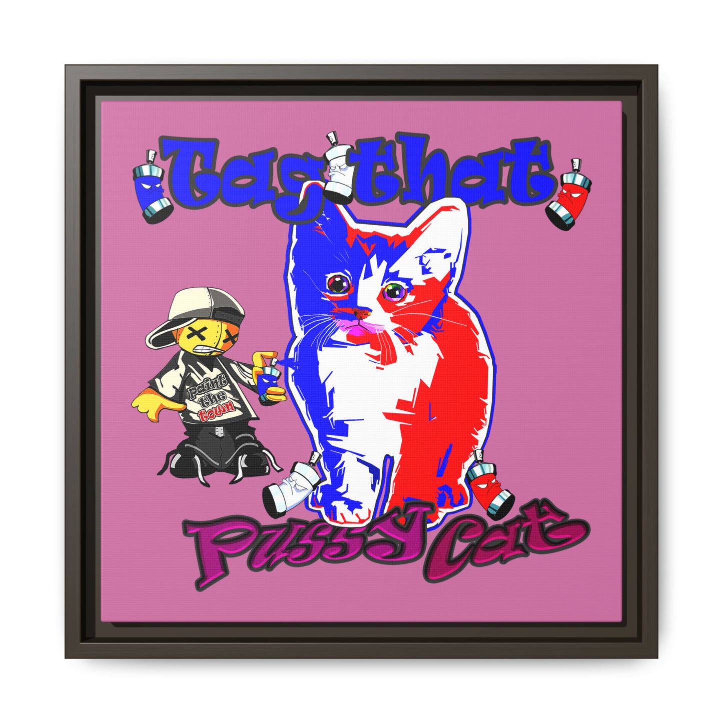 tag that - framed canvas art (light pink)