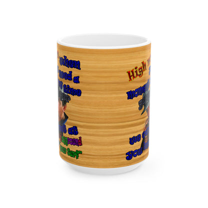high noon - White Mug (butterscotch wood finish)