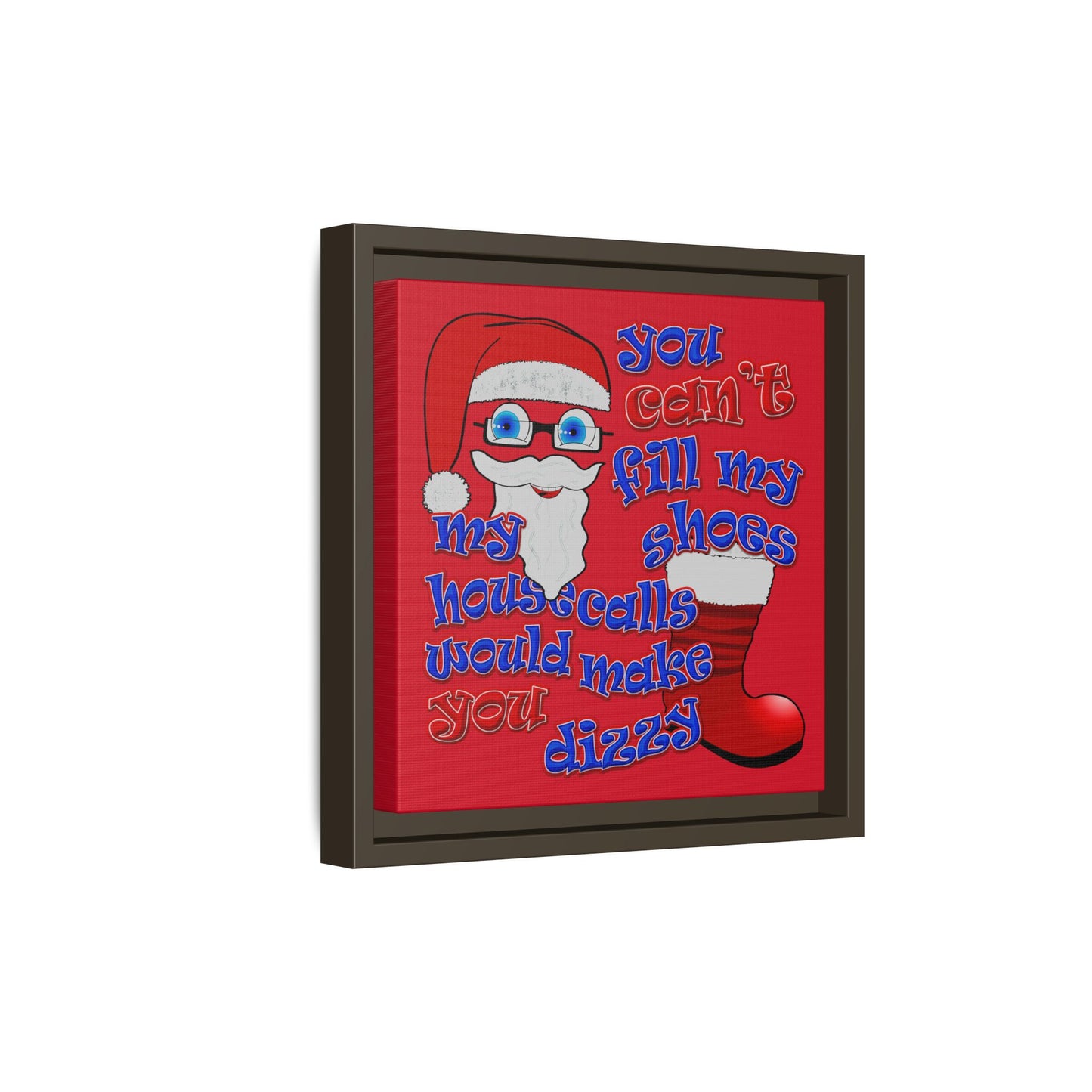 santa's shoes - framed canvas art (dark red)