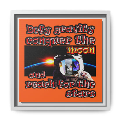 defy conquer reach - framed canvas art (orange)
