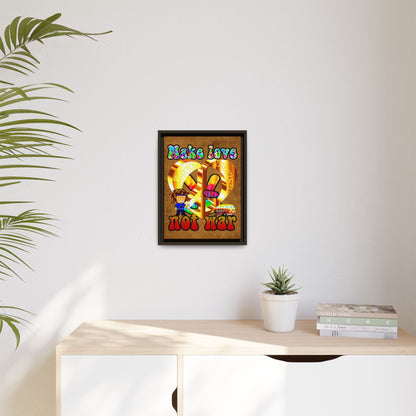 love peace - framed canvas art (brown papyrus)