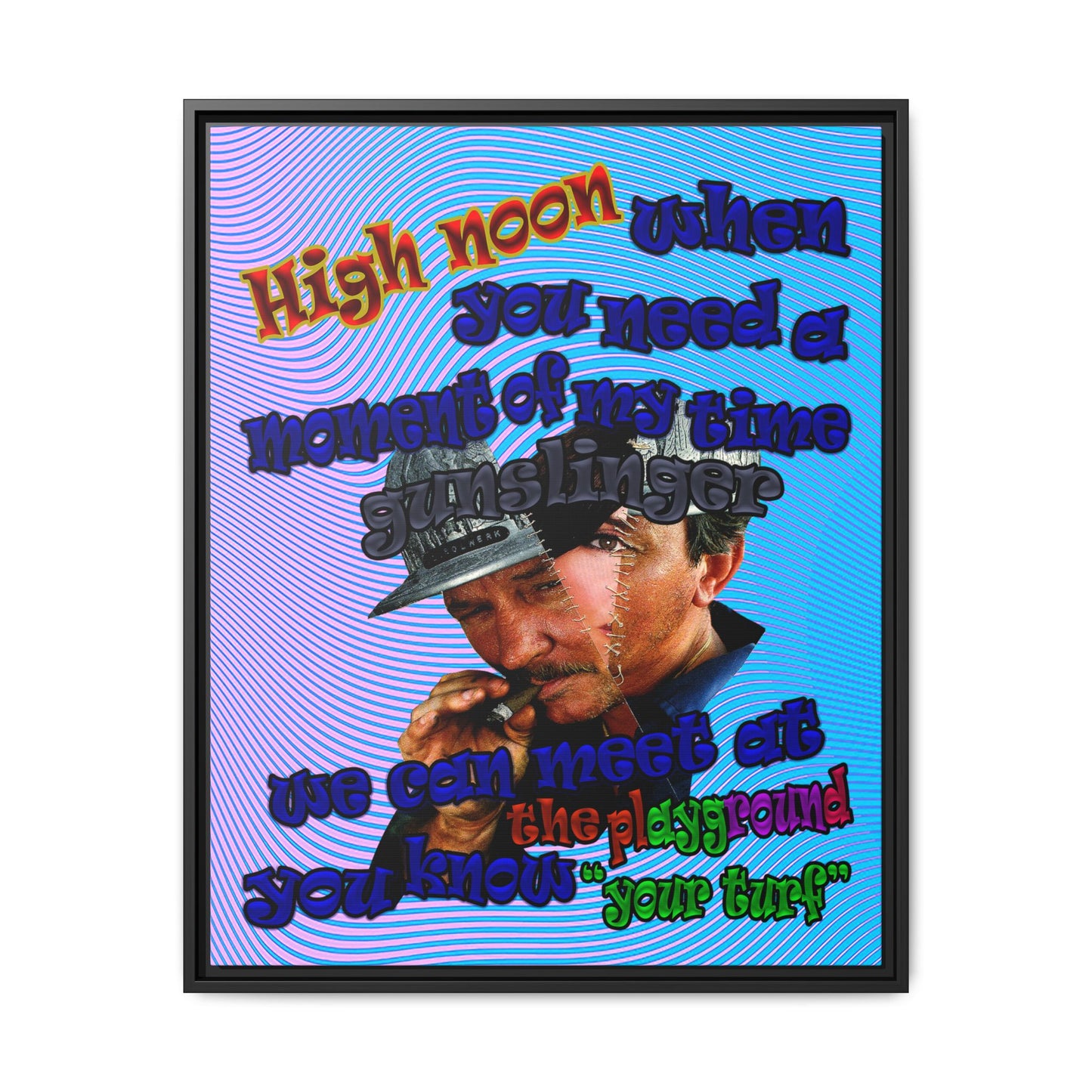 high noon - framed canvas art (light blue-purple wave)