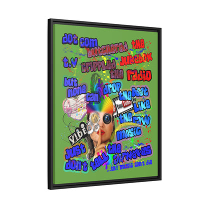 drop the beat - framed canvas art (green)