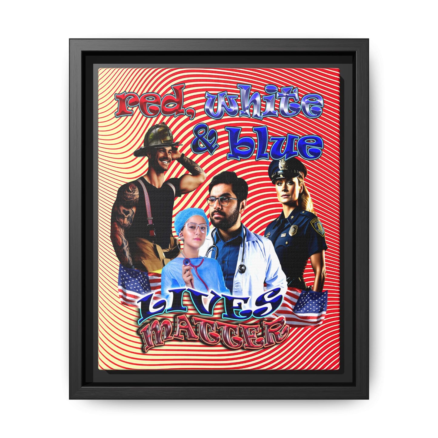 rw&b lives matter - framed canvas art (yellow-orange wave)
