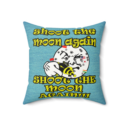 shoot the moon again - Faux Suede Square Pillow - (faded blue)