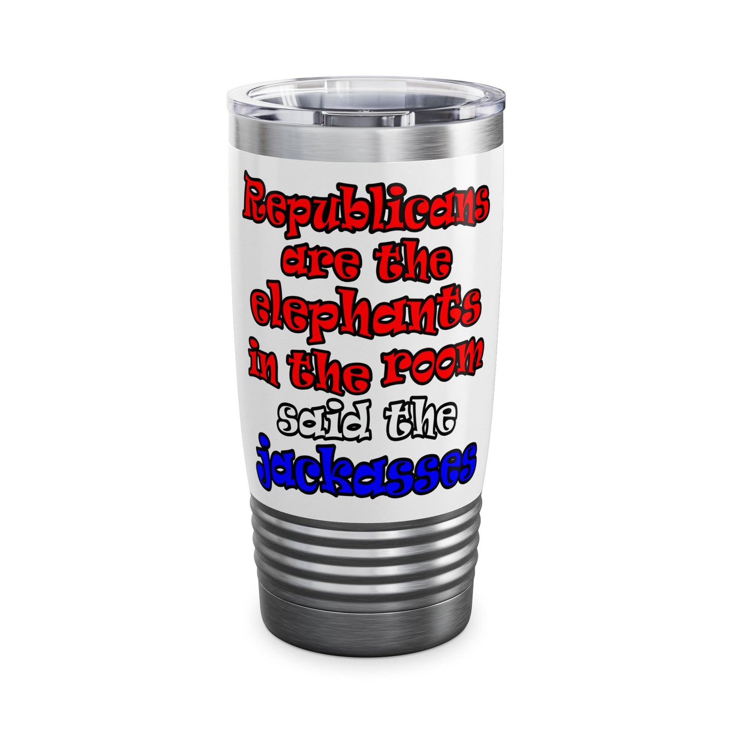 donkeys and elephants - Ringneck Tumbler, 20oz (white)