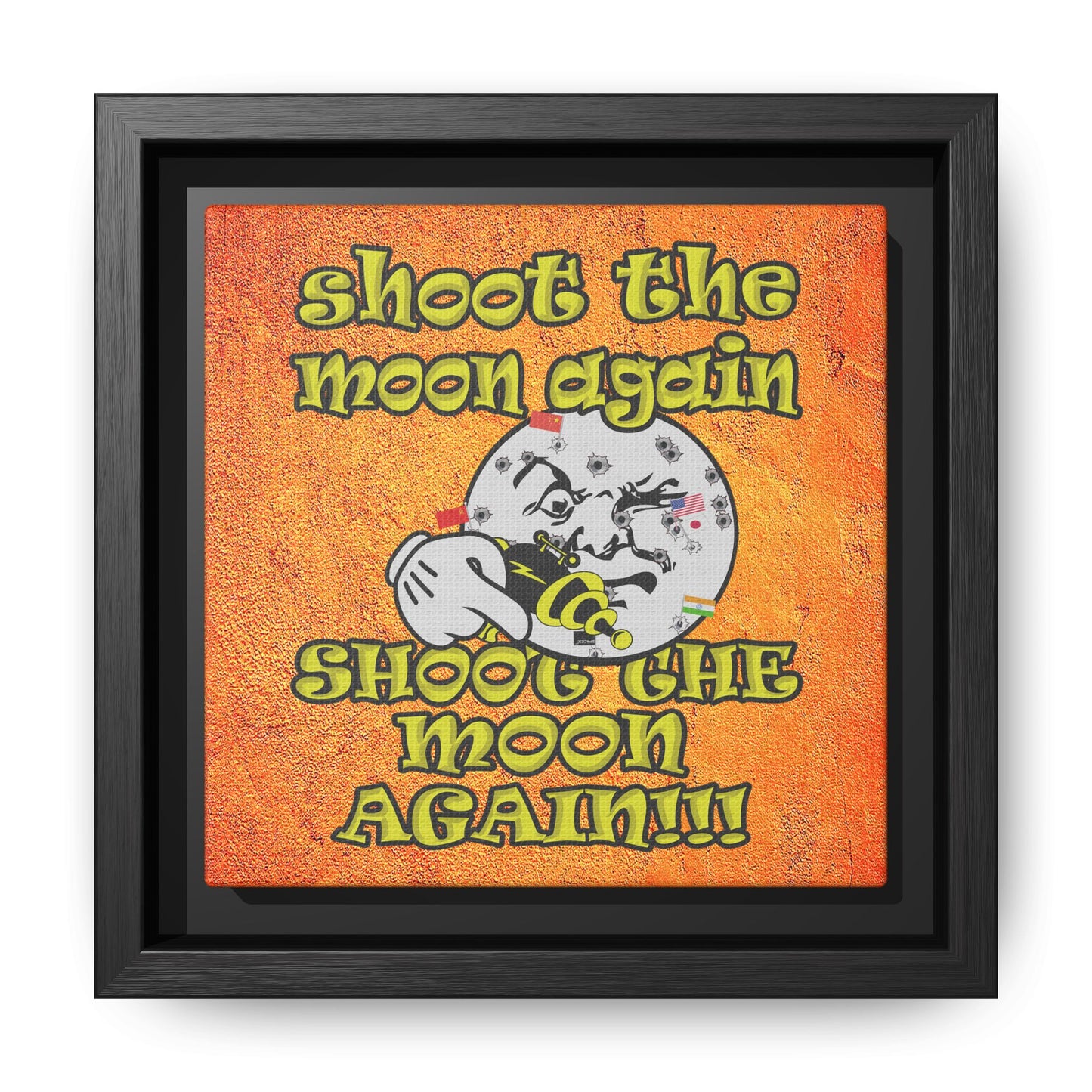 shoot the moon again - framed canvas art (burnt orange)