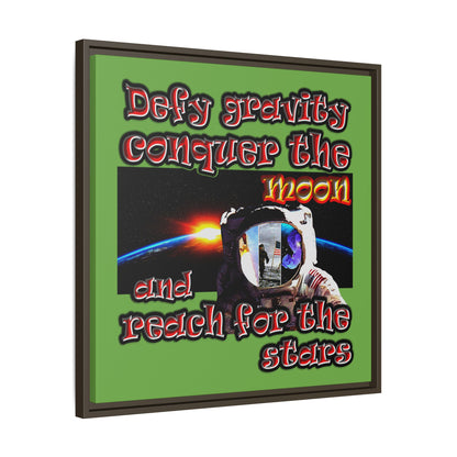defy conquer reach - framed canvas art (green)